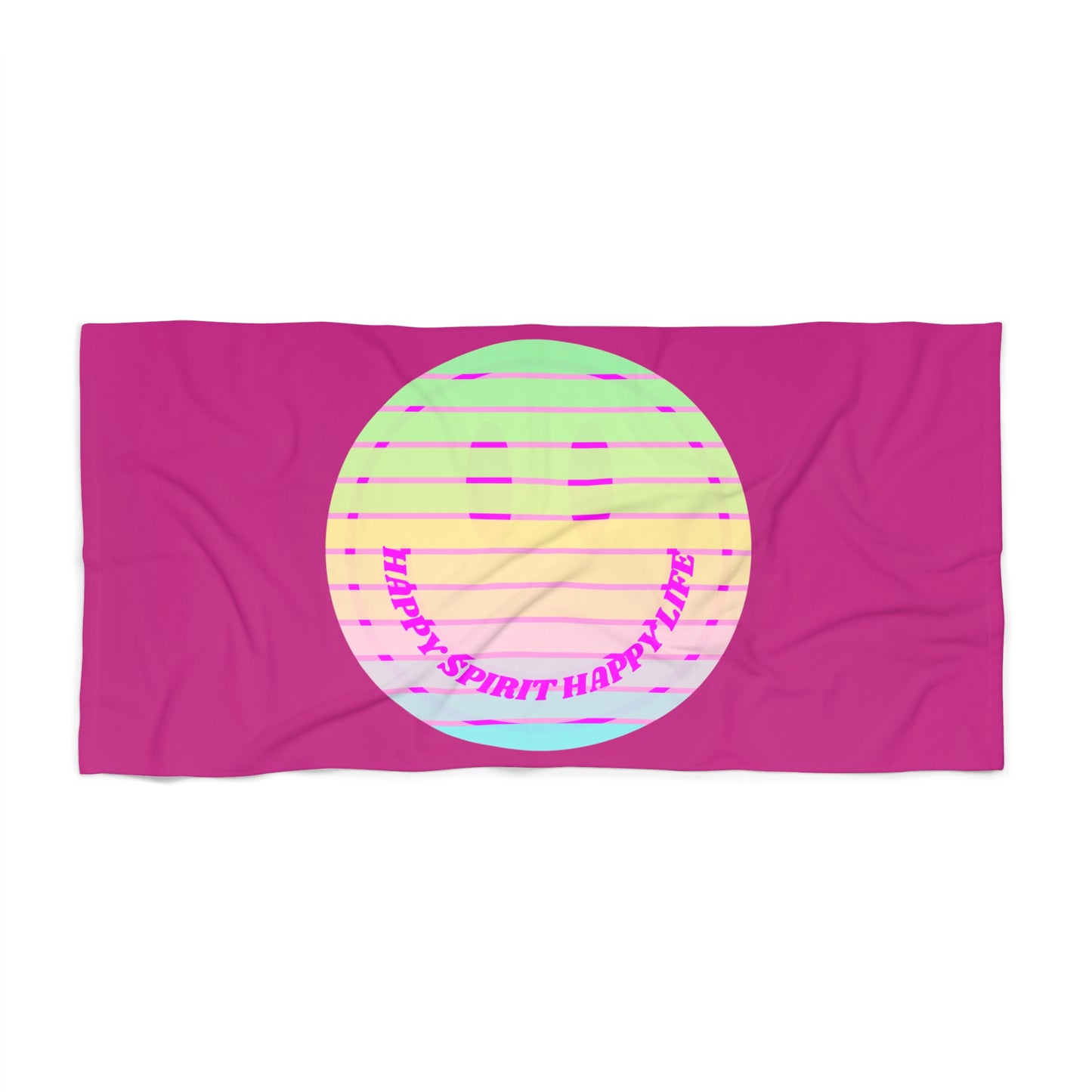 Aesthetic Smile Beach Towel, Happy Spirit Happy Life Towel, Sunset Smile Towel, Trendy Neon Ombre Towel, Summer Towel, Mental Health Towel
