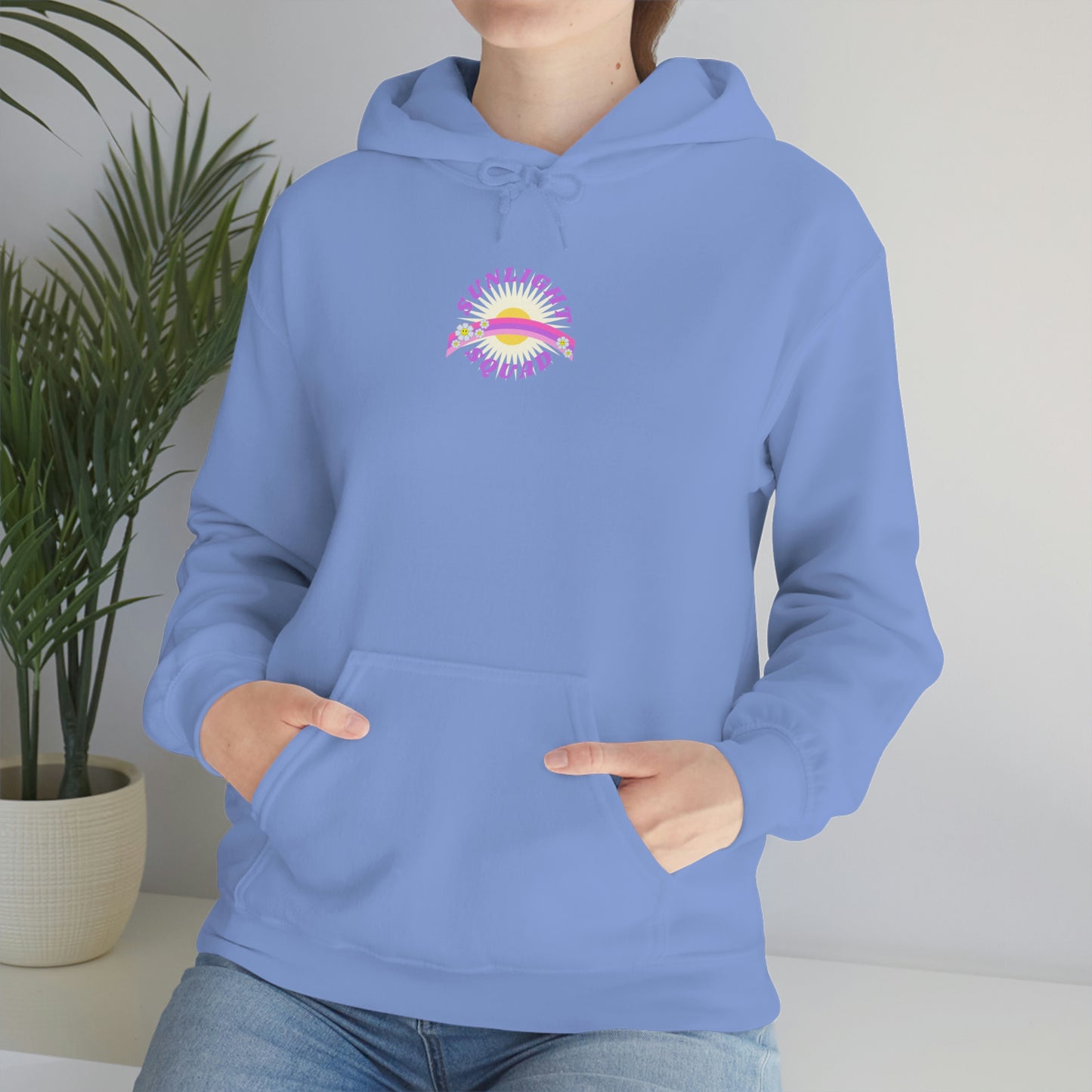 Retro Smile Flower Pink Purple Lavender Lilac Hoodie, Sunlight Squad Sweatshirt, Back Graphic Hoodie, VSCO Girl Oversized Trendy Tumblr Top