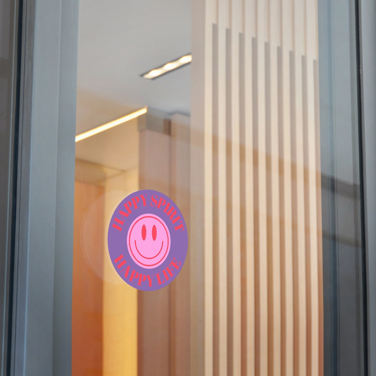 Happy Spirit Happy Life Round Vinyl Stickers, UV Smiley Stickers, Smile Sticker, Tumblr Retro Smile, VSCO Girl, Computer, Skateboard