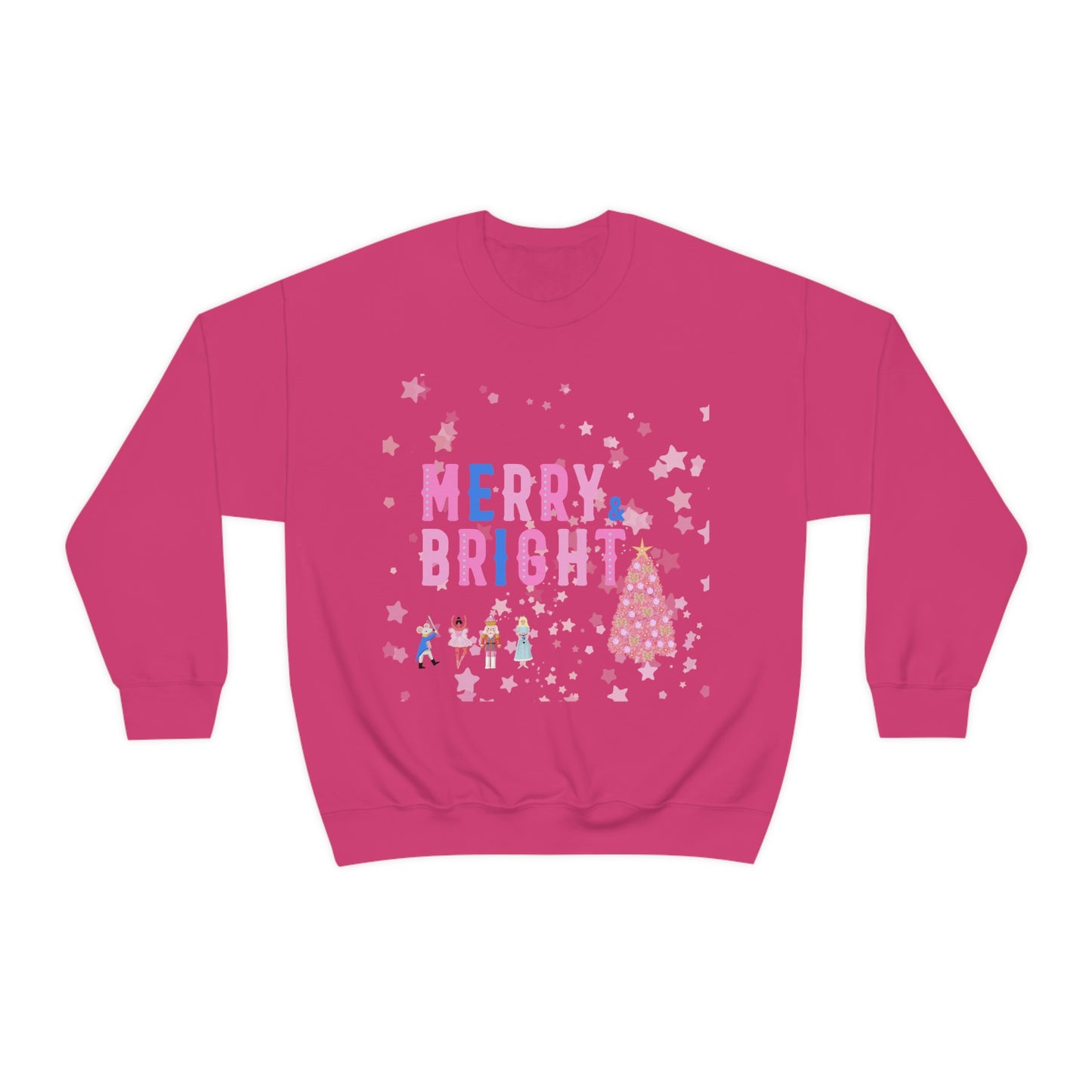 Pink Nutcracker Merry and Bright Minimalist Sweatshirt, Blue Nutcracker Sweatshirt, Trendy Christmas Sweatshirt, Pastel Xmas Crewneck