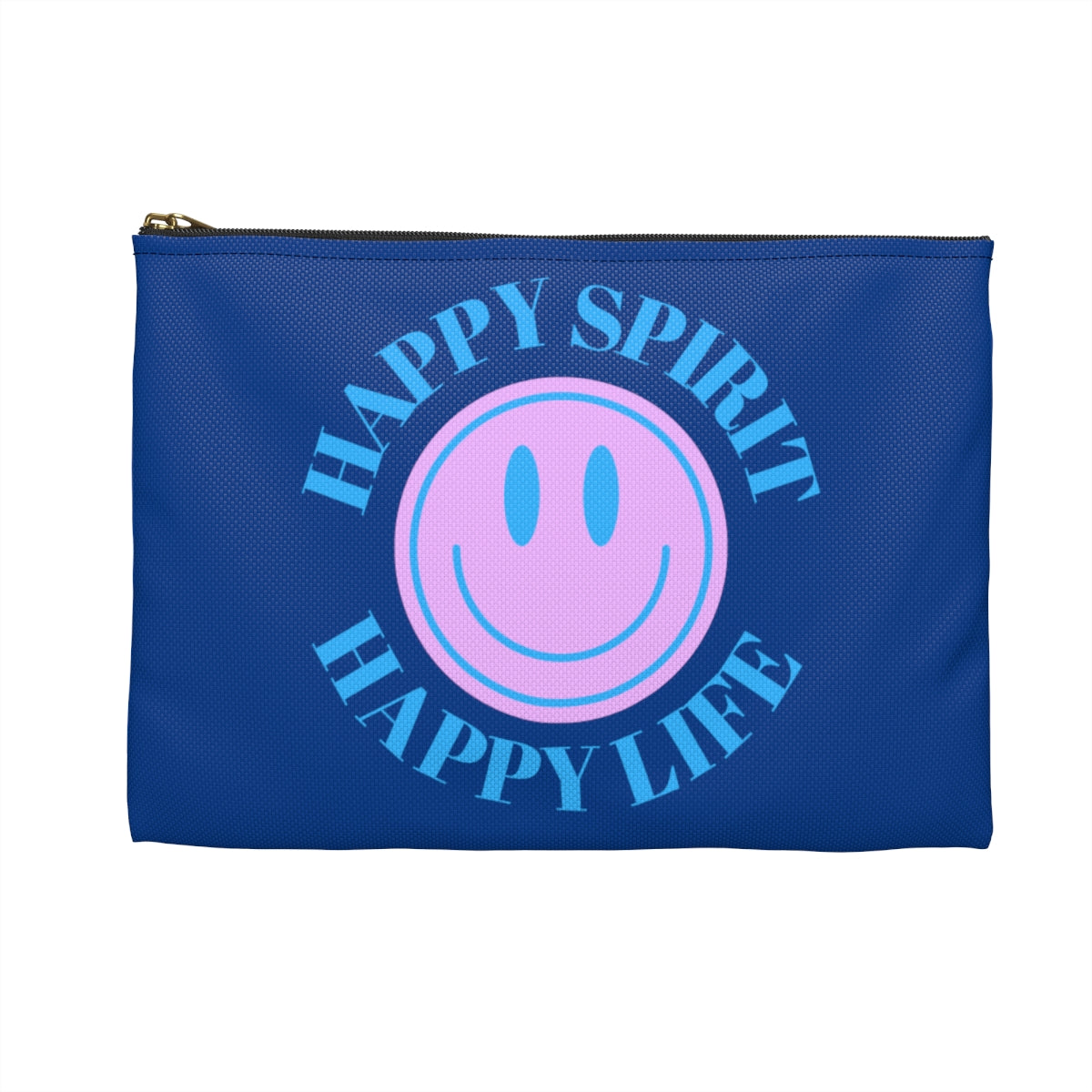 Happy Spirit Happy Life Accessory Pouch, Y2K Pouch, Vsco Girl Make Up Bag, Tumblr Smile Bag, Purple Case, Pencil Case, Travel Case, School