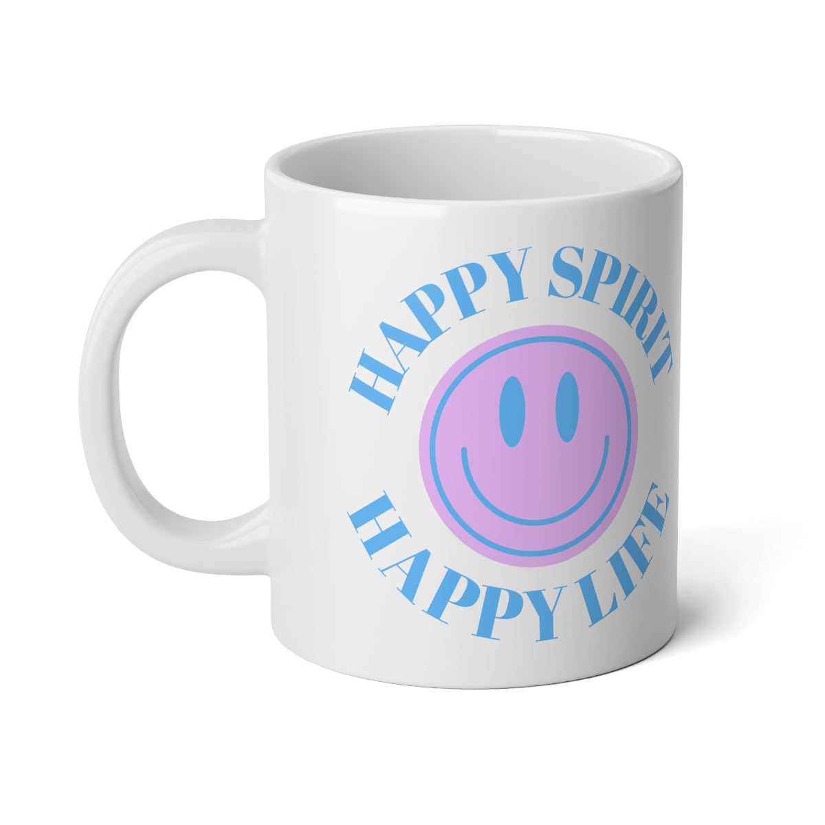 Happy Spirit Happy Life Aesthetic Large Mug, Smiley Face Mug, Trendy Coffee Huge Mug, Tumblr, Aesthetic Happy Life Gift, Happy Life Jumbo