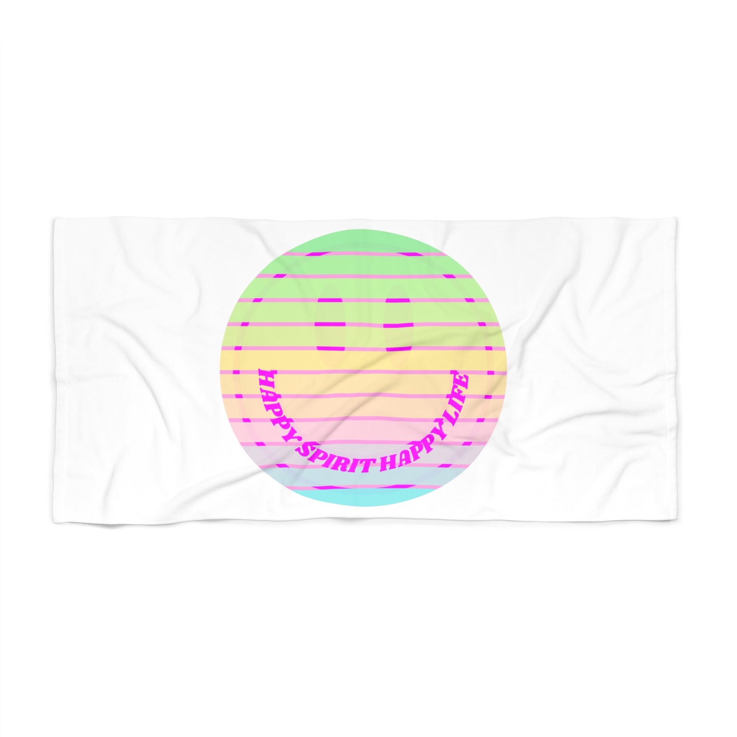Aesthetic Smile Beach Towel, Happy Spirit Happy Life Towel, Sunset Smile Towel, Trendy Neon Ombre Towel, Summer Towel, Mental Health Towel
