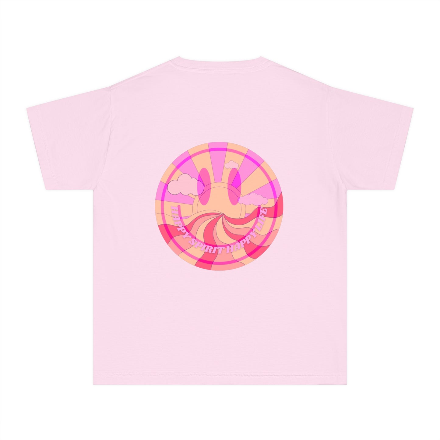 Kids Retro Smile T shirt, Youth Happy Spirit Happy Mind, Aesthetic t shirt, Graphic tee, Tumblr Tshirt, Trendy Oversized Comfort Colors Tee