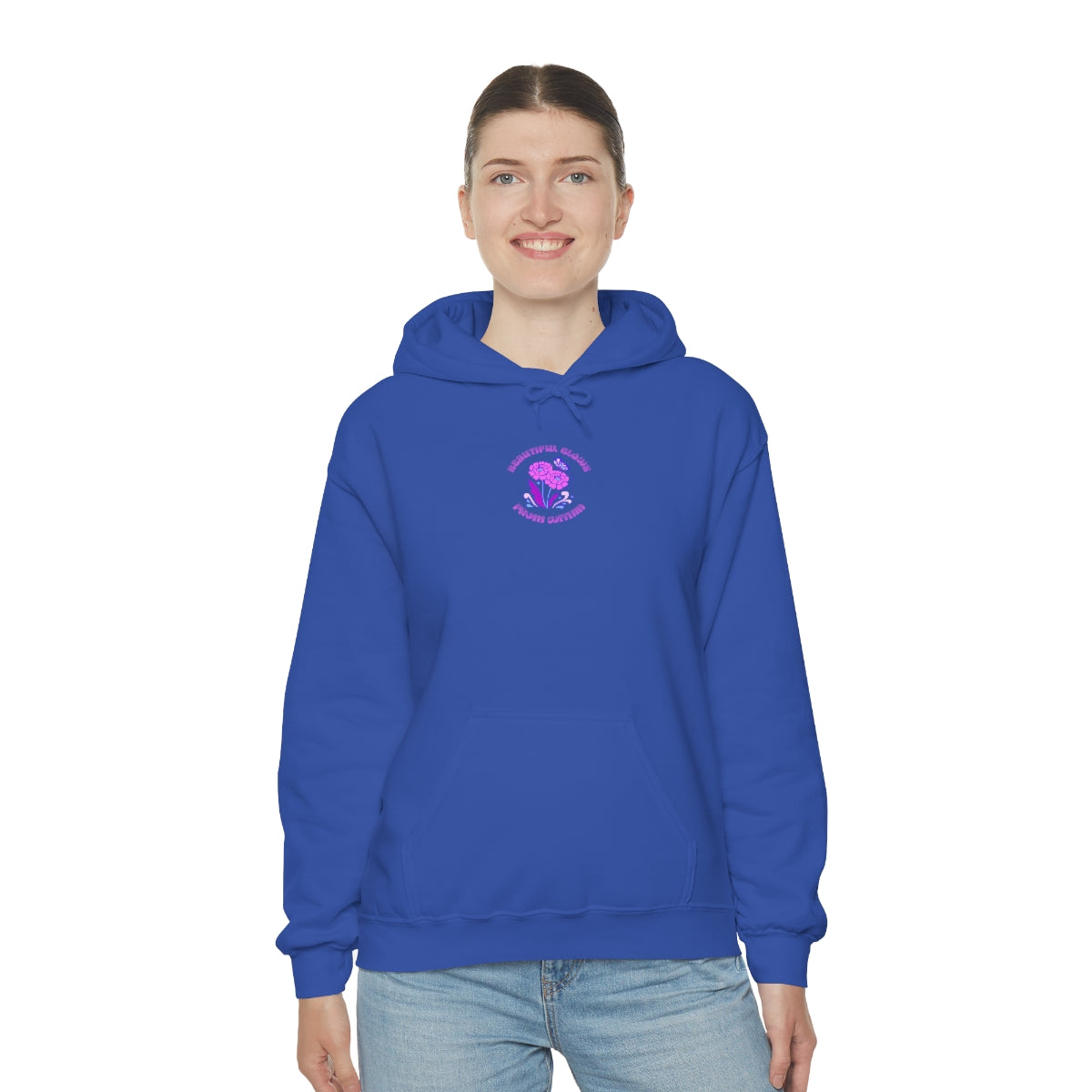 Beautiful Glows from Within Purple Flower Hoodie, Aesthetic Oversized Hoodie, Front Back Print Trendy Sweatshirt, Beach Lake Cover Up