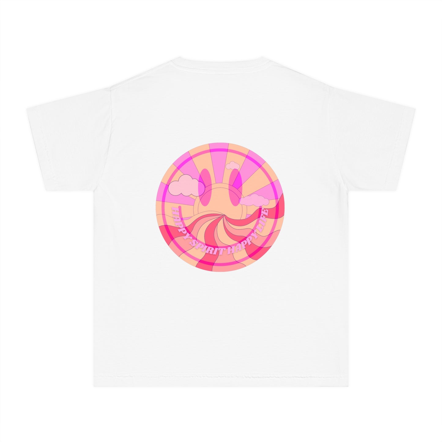 Kids Retro Smile T shirt, Youth Happy Spirit Happy Mind, Aesthetic t shirt, Graphic tee, Tumblr Tshirt, Trendy Oversized Comfort Colors Tee
