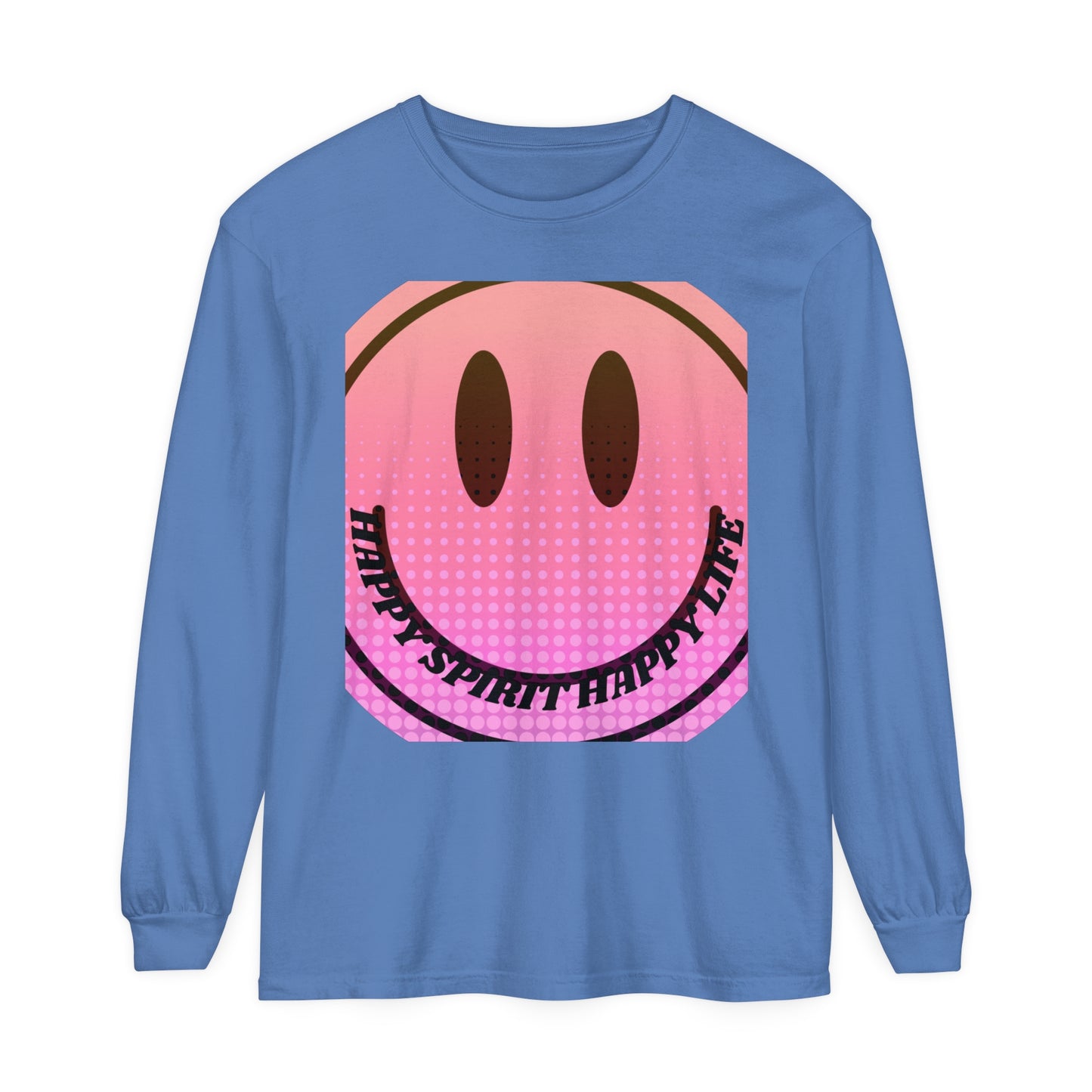 Aesthetic Long Sleeve Shirt, Smile Face Y2K Retro Shirt, 80's Style Smile Graphic, Comfort Colors Unisex Garment-dyed Long Sleeve T-Shirt