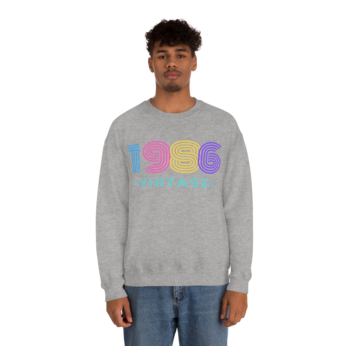 Personalized 1986 Vintage Retro Birthday or Special Date Crewneck Sweatshirt, Perfect Birthday Gift Sweatshirt, 80s style script