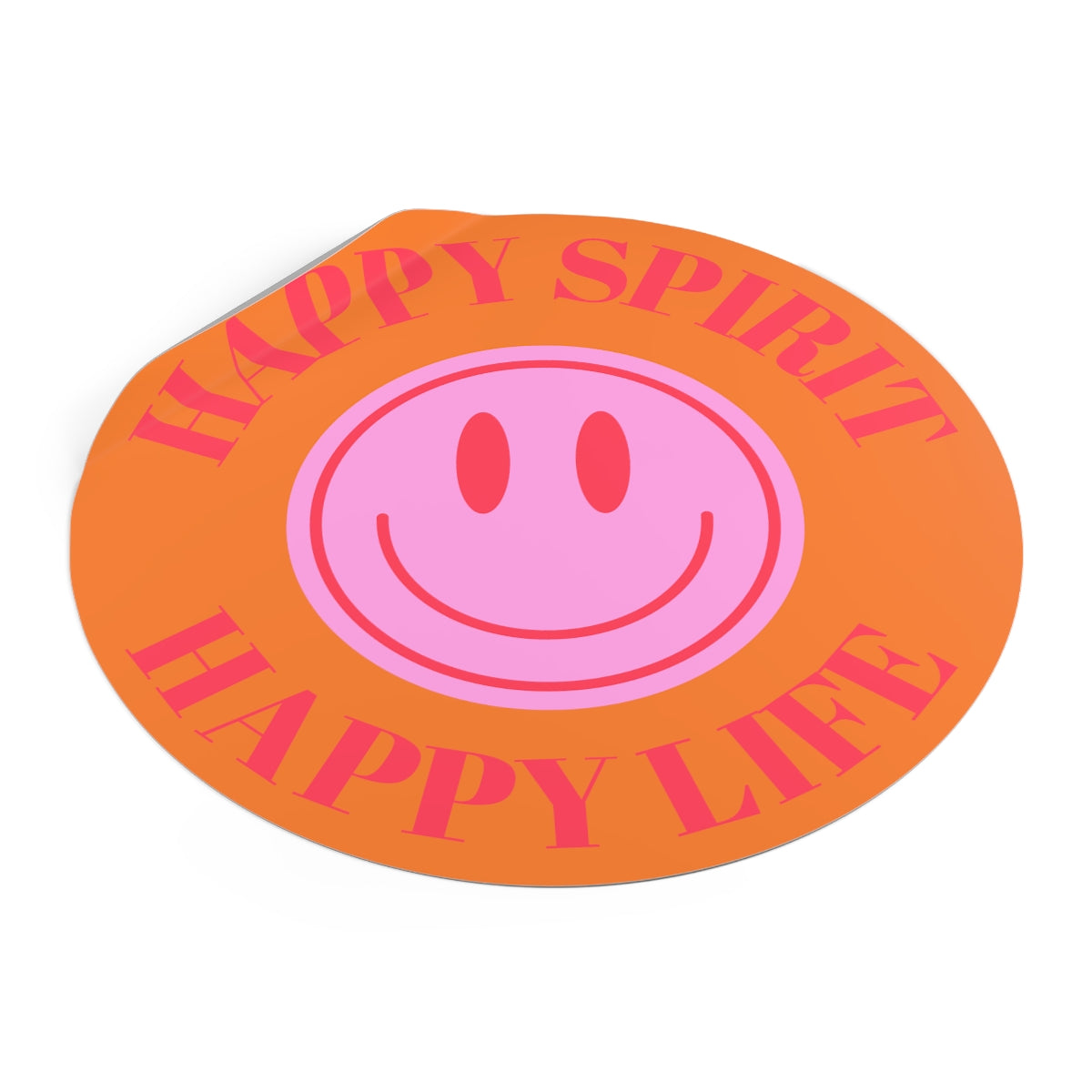 Happy Spirit Happy Life Round Vinyl Stickers, UV Smiley Stickers, Smile Sticker, Tumblr Retro Smile, VSCO Girl, Computer, Skateboard