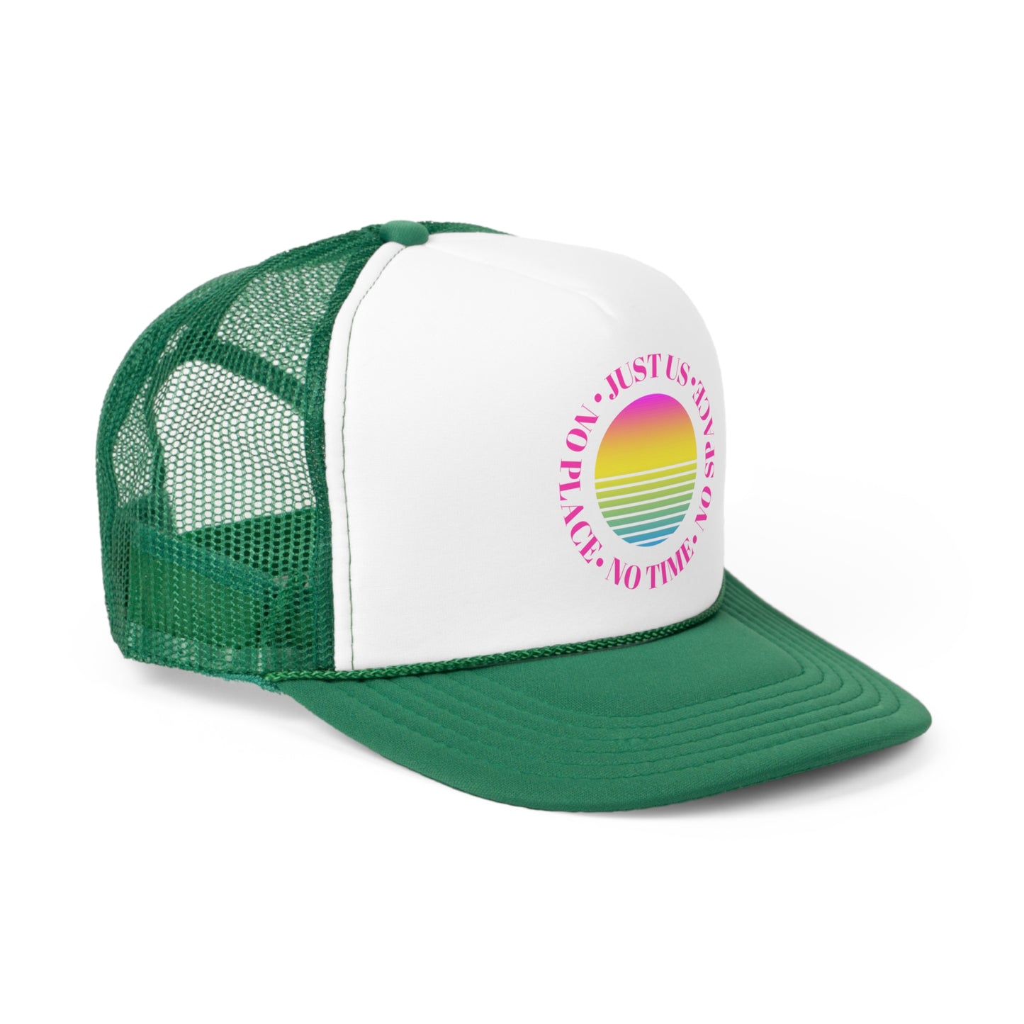 Aesthetic Hat, Smile Tumblr hat, Trendy Oversized hat, Vsco, Pink Graphic Trucker Hat, Baseball Hat, No Space, No Place, No Time, Just Us