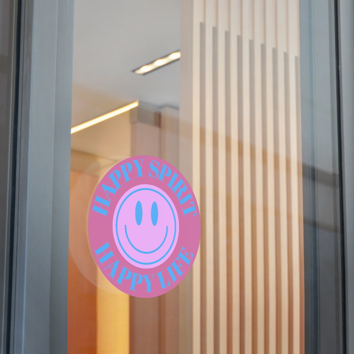 Happy Spirit Happy Life Round Vinyl Stickers, UV Smiley Stickers, Smile Sticker, Tumblr Retro Smile, VSCO Girl, Computer, Skateboard
