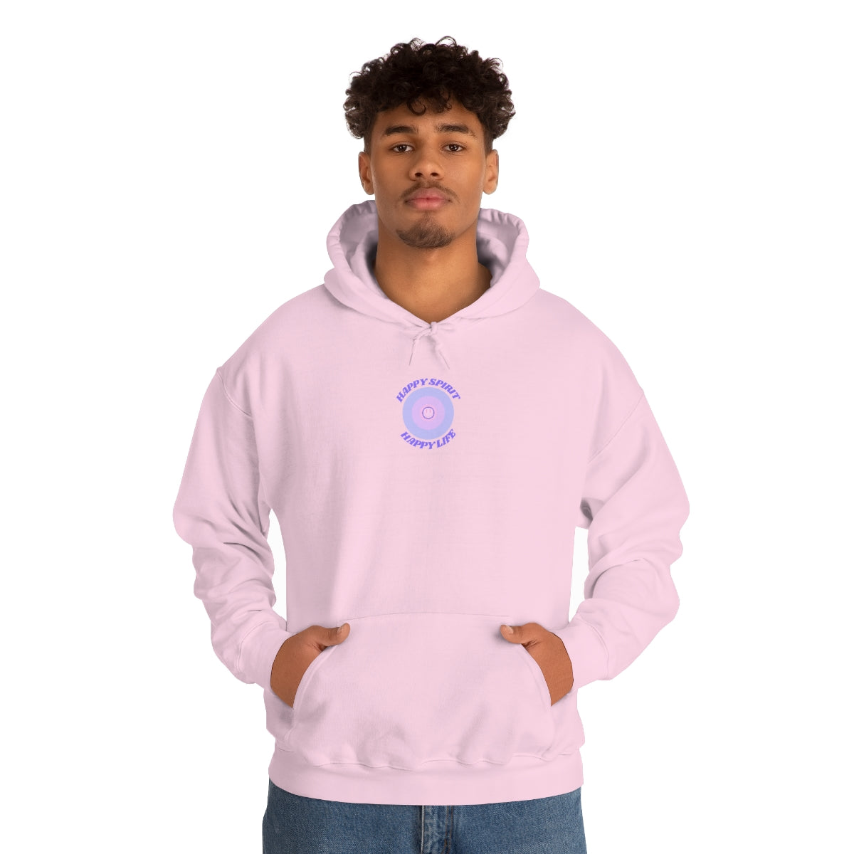 Retro Happy Spirit Happy Life Lavender Lilac Pink Smile Graphic Hoodie, VSCO Girl Sweatshirt, Tumblr Hoodie, Oversized Trendy Back Print Top