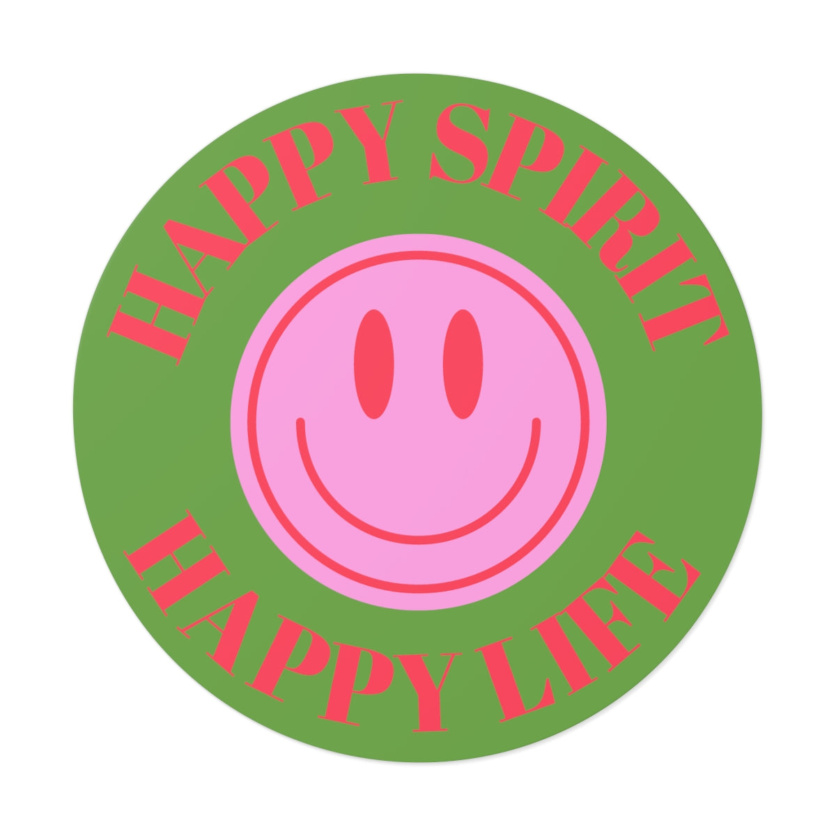 Happy Spirit Happy Life Round Vinyl Stickers, UV Smiley Stickers, Smile Sticker, Tumblr Retro Smile, VSCO Girl, Computer, Skateboard