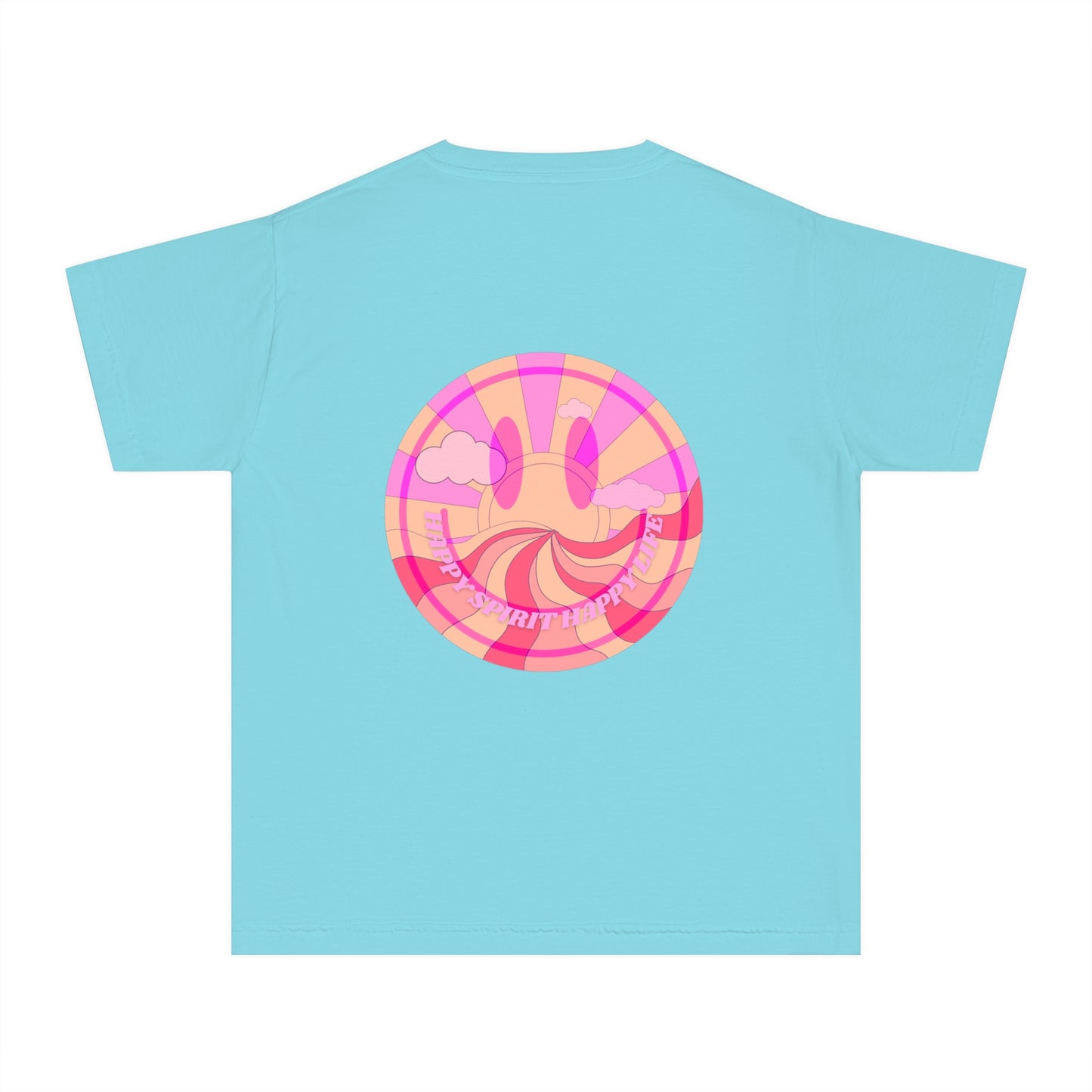 Kids Retro Smile T shirt, Youth Happy Spirit Happy Mind, Aesthetic t shirt, Graphic tee, Tumblr Tshirt, Trendy Oversized Comfort Colors Tee