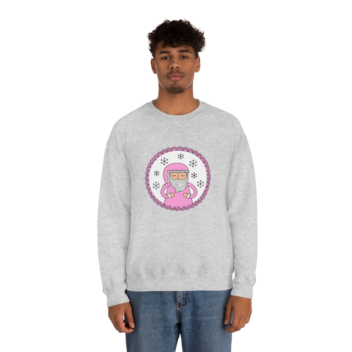 Pink Santa Claus Sweatshirt, Pink Santa Sweatshirt, Trendy Noel Minimalist Christmas Sweatshirt, Xmas Santa Crewneck Top, Pastel Holiday