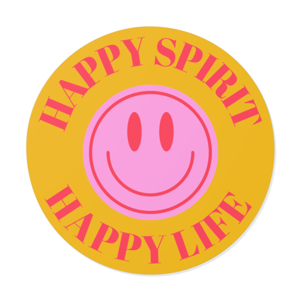 Happy Spirit Happy Life Round Vinyl Stickers, UV Smiley Stickers, Smile Sticker, Tumblr Retro Smile, VSCO Girl, Computer, Skateboard