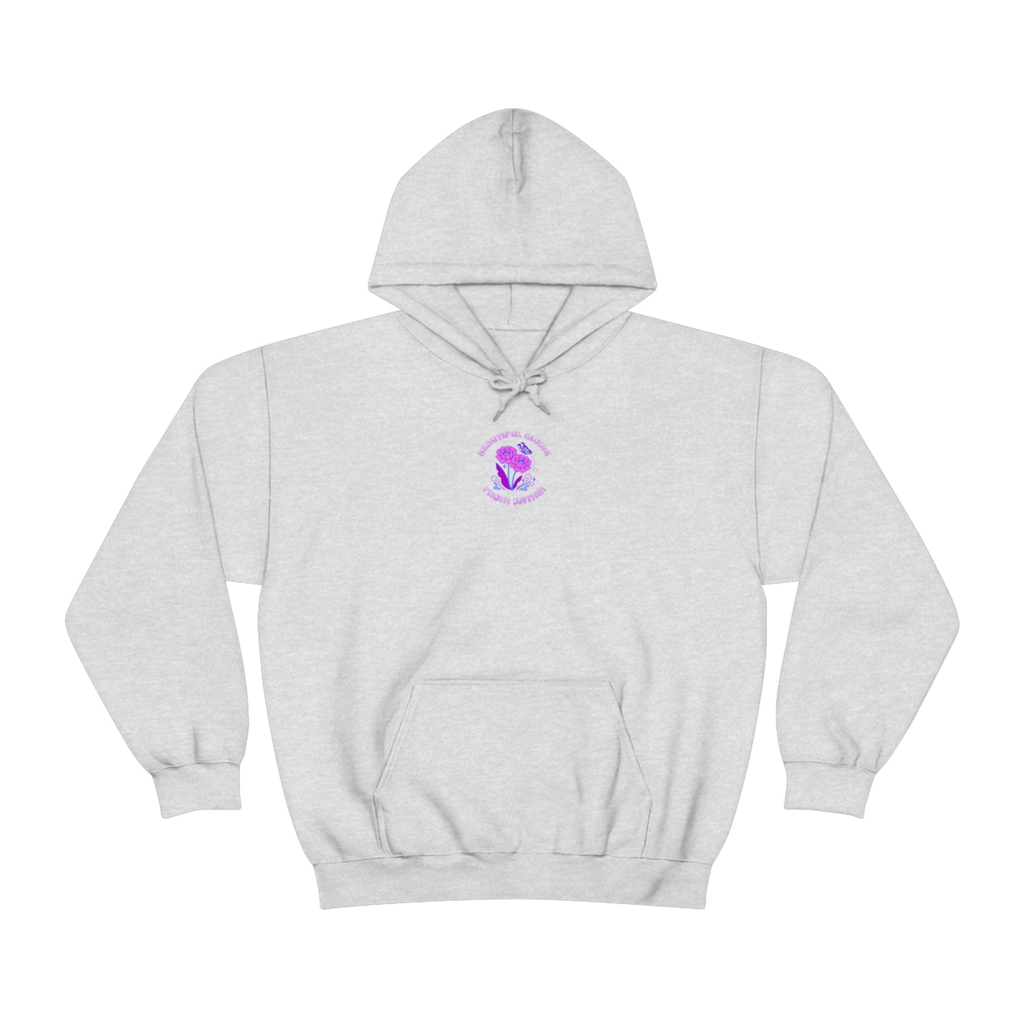 Beautiful Glows from Within Purple Flower Hoodie, Aesthetic Oversized Hoodie, Front Back Print Trendy Sweatshirt, Beach Lake Cover Up
