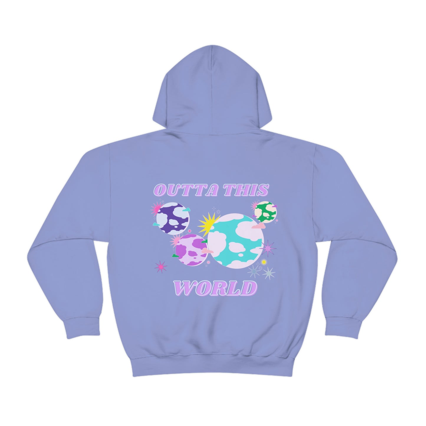 Retro Outta This World Lilac Orchid Lavender Graphic Hoodie, VSCO Girl Sweatshirt, Tumblr Hoodie, Oversized Trendy Back Print Top Rare Color