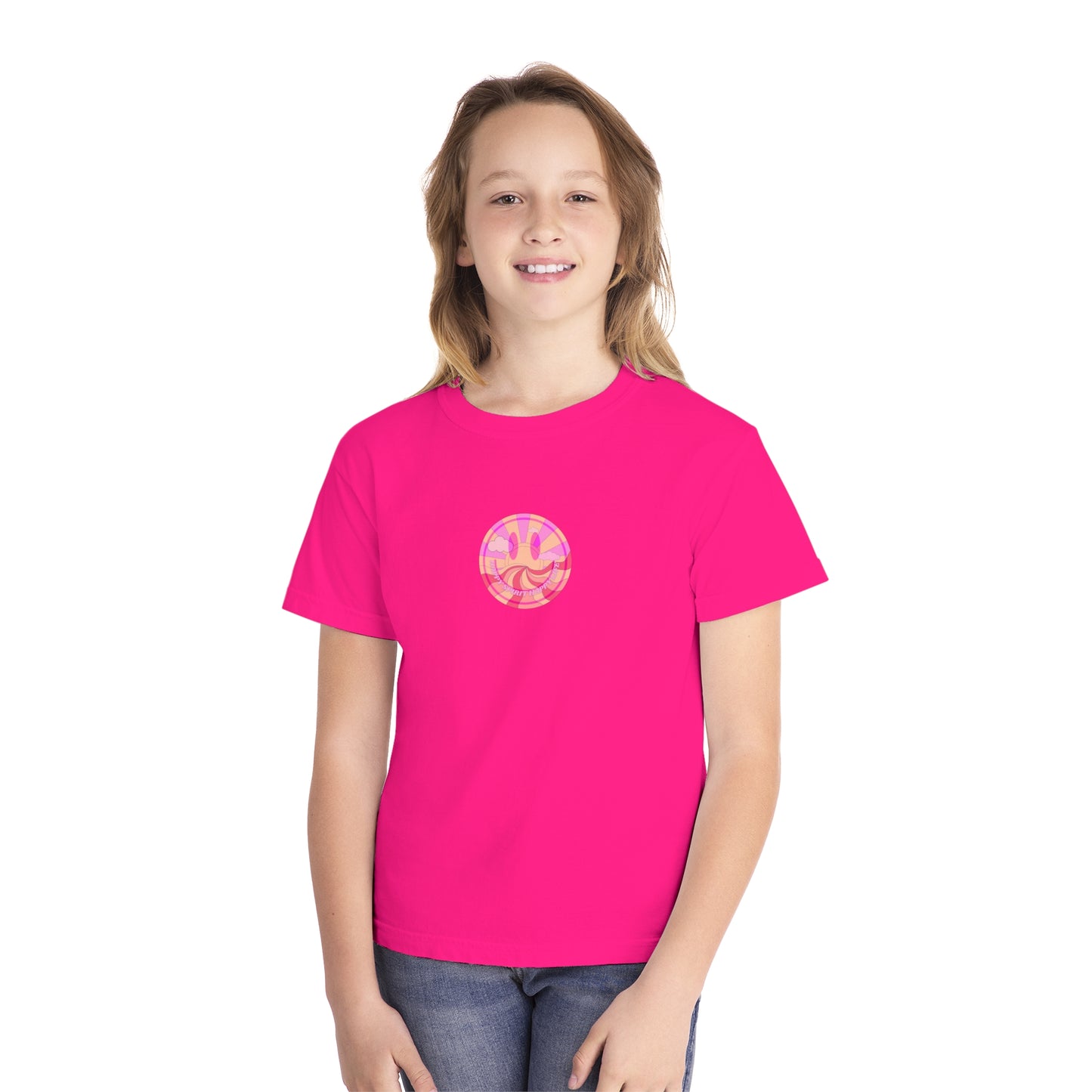 Kids Retro Smile T shirt, Youth Happy Spirit Happy Mind, Aesthetic t shirt, Graphic tee, Tumblr Tshirt, Trendy Oversized Comfort Colors Tee