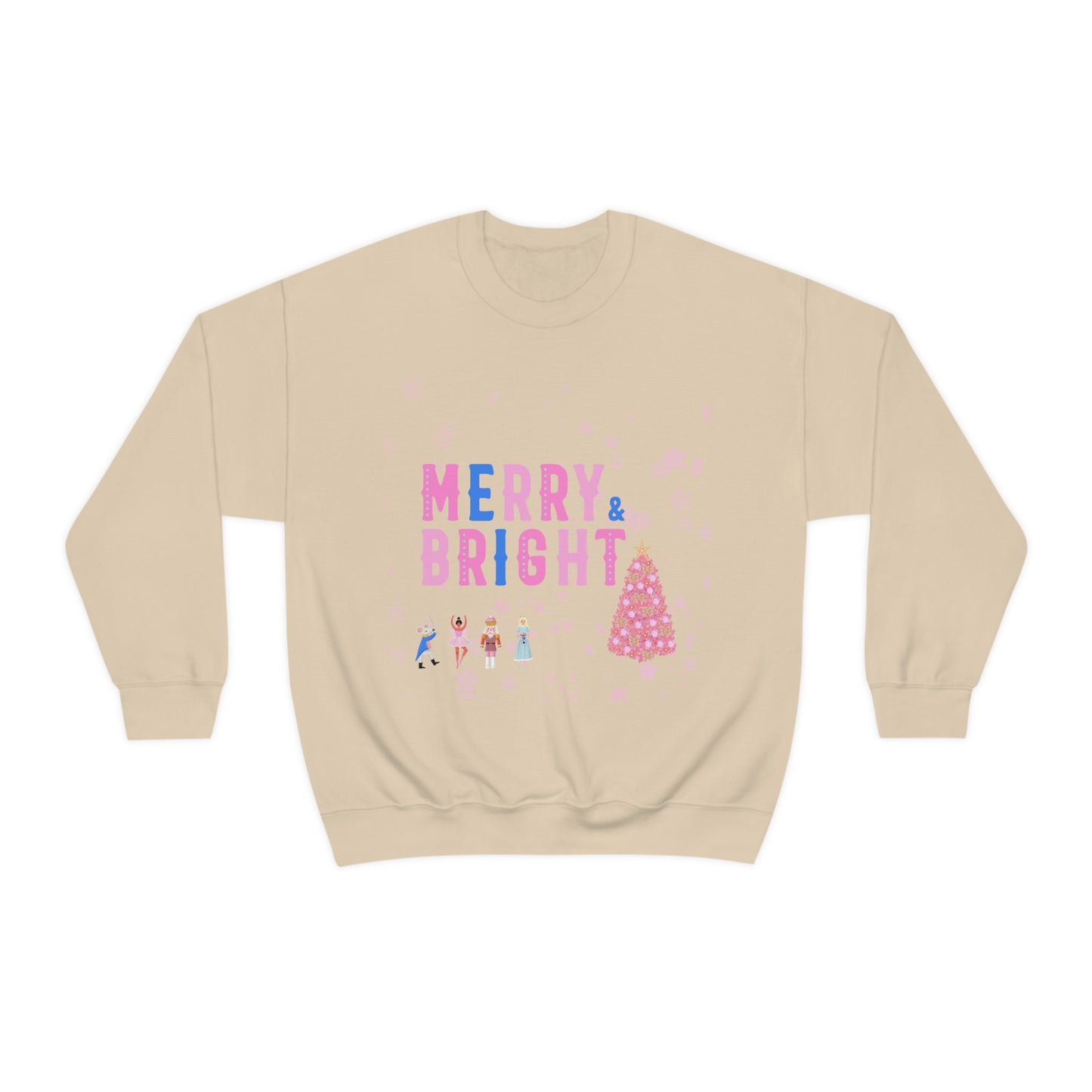 Pink Nutcracker Merry and Bright Minimalist Sweatshirt, Blue Nutcracker Sweatshirt, Trendy Christmas Sweatshirt, Pastel Xmas Crewneck