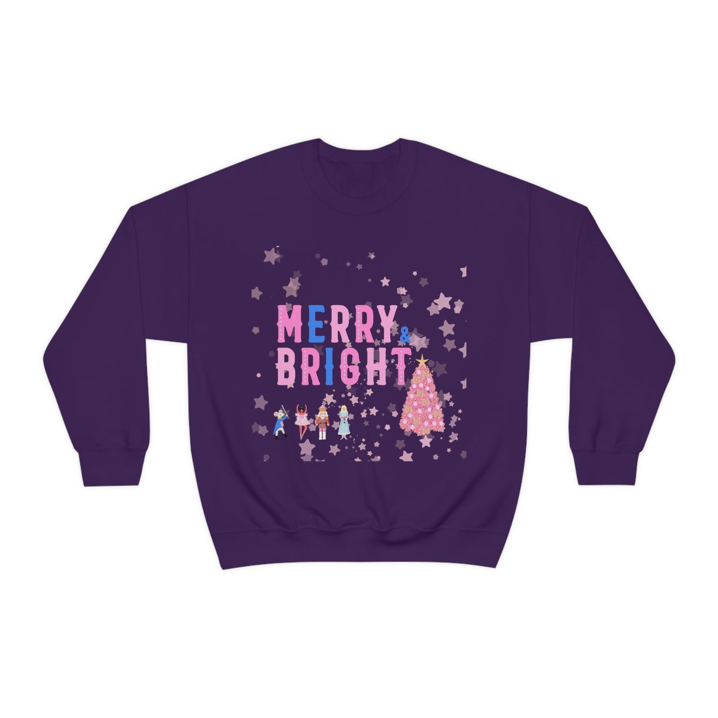 Pink Nutcracker Merry and Bright Minimalist Sweatshirt, Blue Nutcracker Sweatshirt, Trendy Christmas Sweatshirt, Pastel Xmas Crewneck