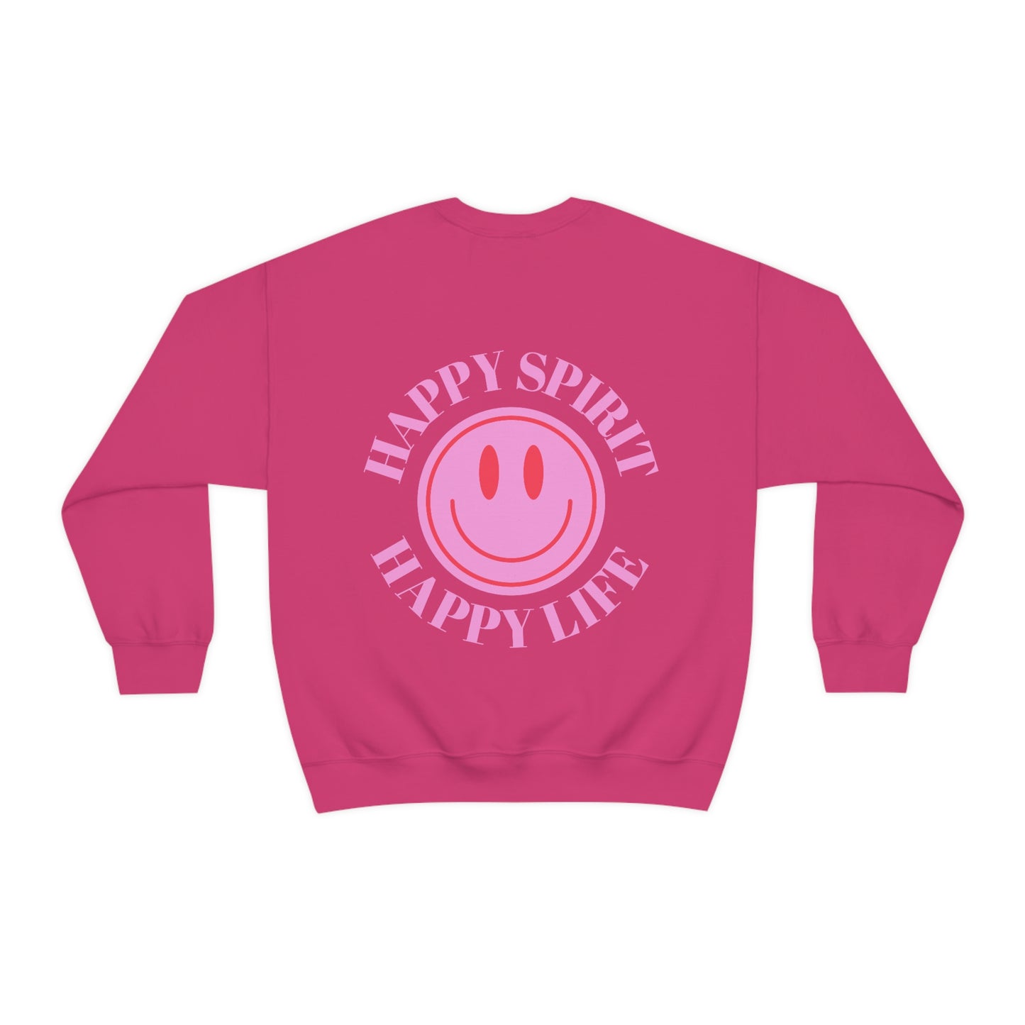 Copy of Happy Spirit Happy Life Sweatshirt, Gildan VSCO Girl Crewneck, Oversized Tumblr Front Back Print Smile Happy Mind Trendy Loungewear