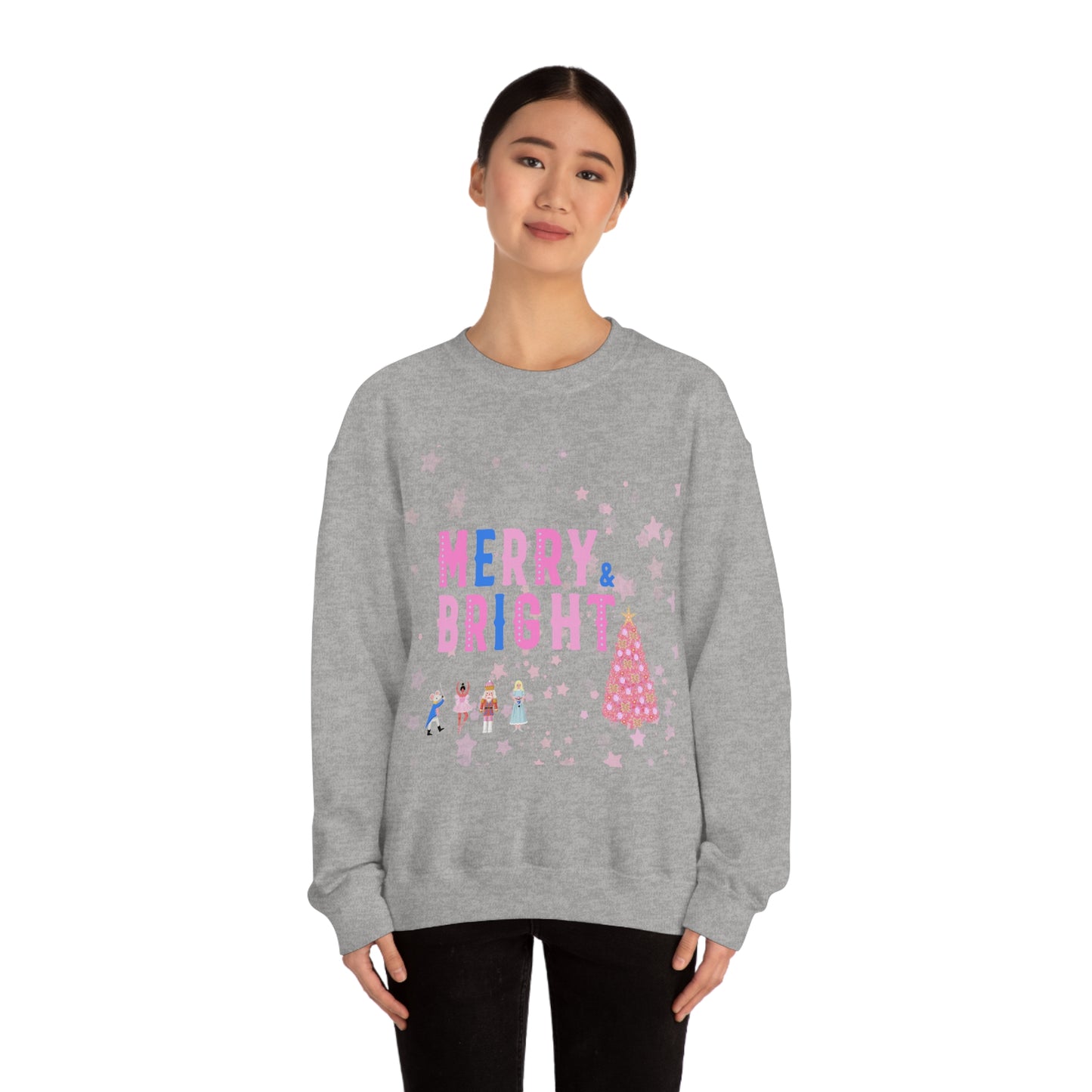 Pink Nutcracker Merry and Bright Minimalist Sweatshirt, Blue Nutcracker Sweatshirt, Trendy Christmas Sweatshirt, Pastel Xmas Crewneck