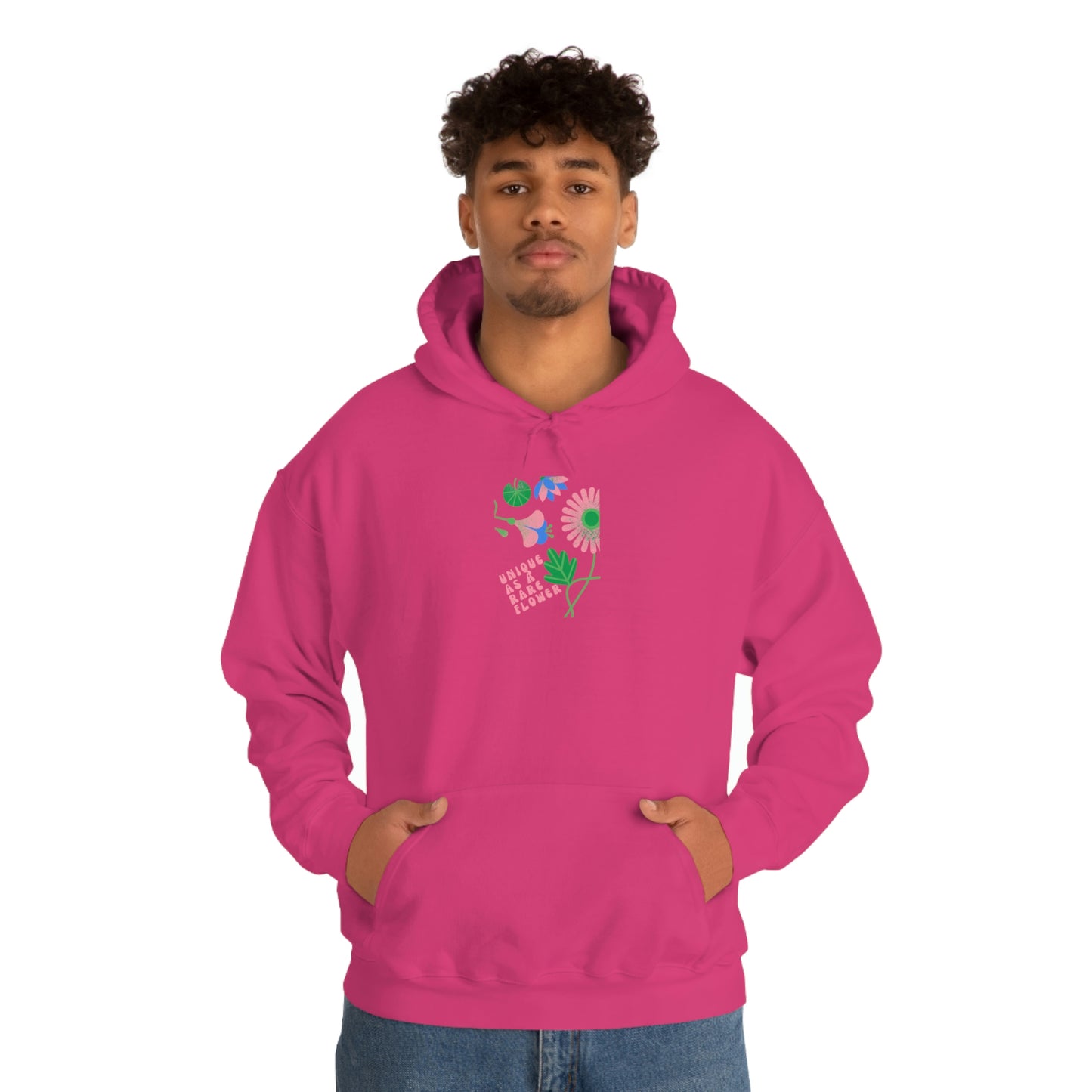 Retro Plant Hoodie, Unique as a Rare Flower Sweatshirt, Positivity Oversized Hoodie Sweatshirt, Flower Aesthetic Pink Plant Hoodie