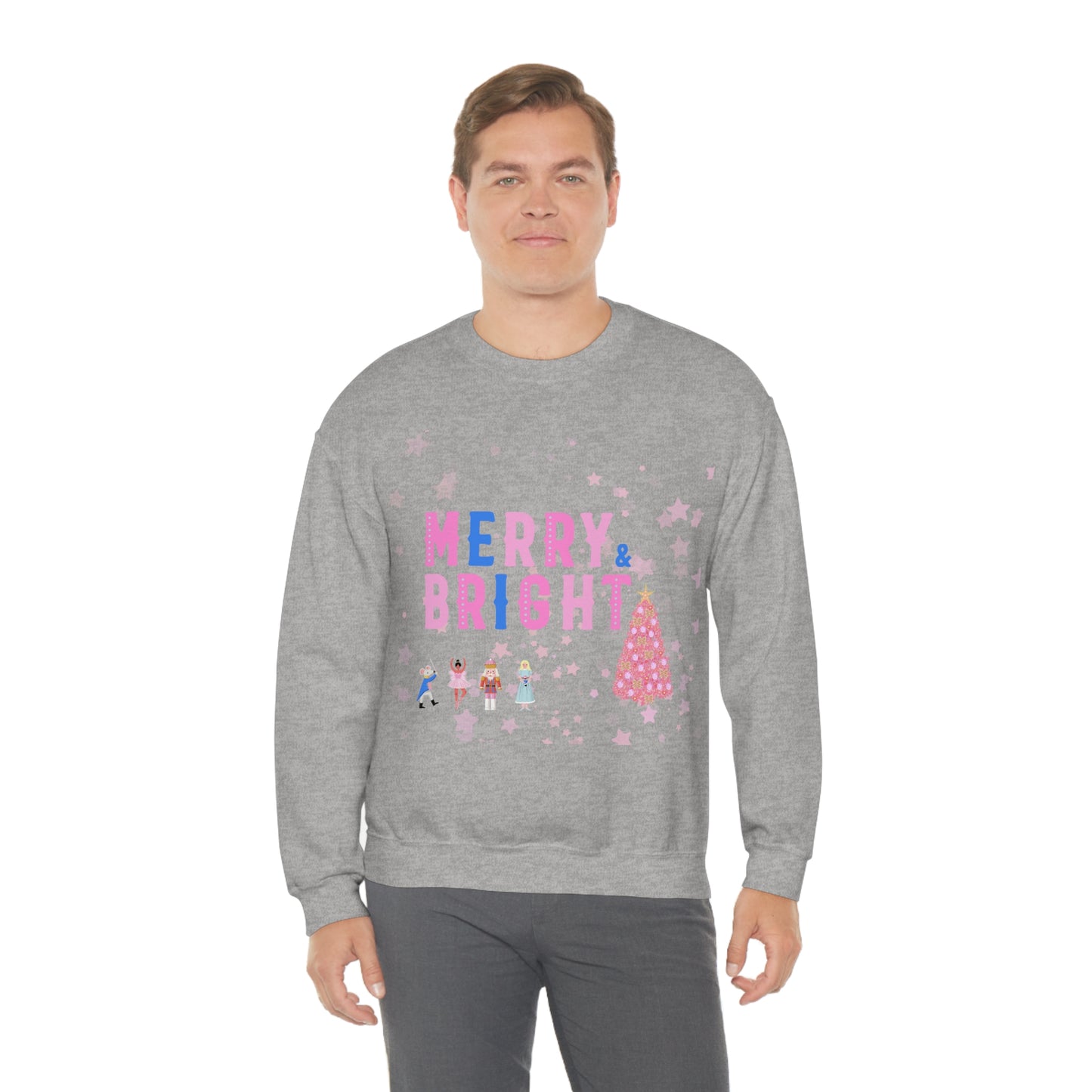 Pink Nutcracker Merry and Bright Minimalist Sweatshirt, Blue Nutcracker Sweatshirt, Trendy Christmas Sweatshirt, Pastel Xmas Crewneck