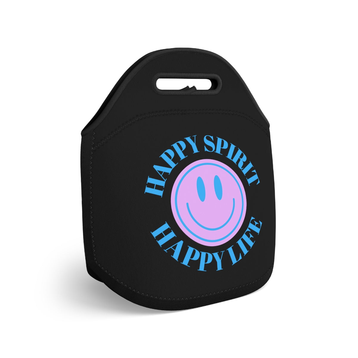 Happy Spirit Happy Life Lunch Bag, White Purple Lavender Happy Mind Neoprene Lunch Bag, Smile Travel Cooler, VSCO Girl, Tumblr Aesthetic