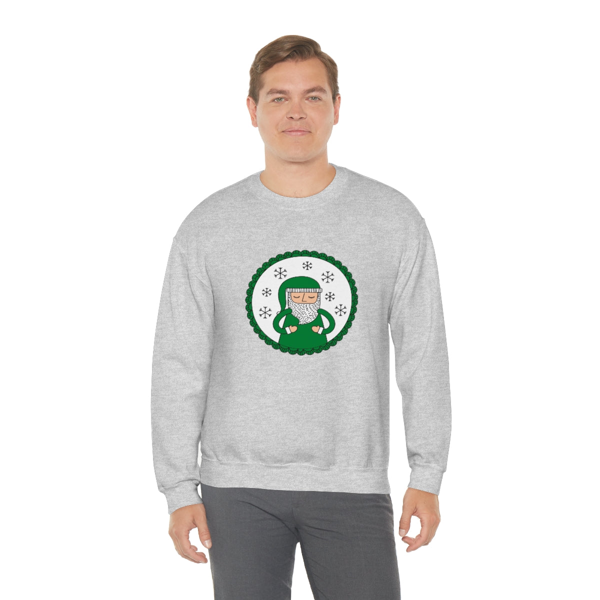 Green Santa Claus Sweatshirt, Green Santa Sweatshirt, Trendy Noel Minimalist Christmas Sweatshirt, Xmas Santa Crewneck Top, Holiday Green