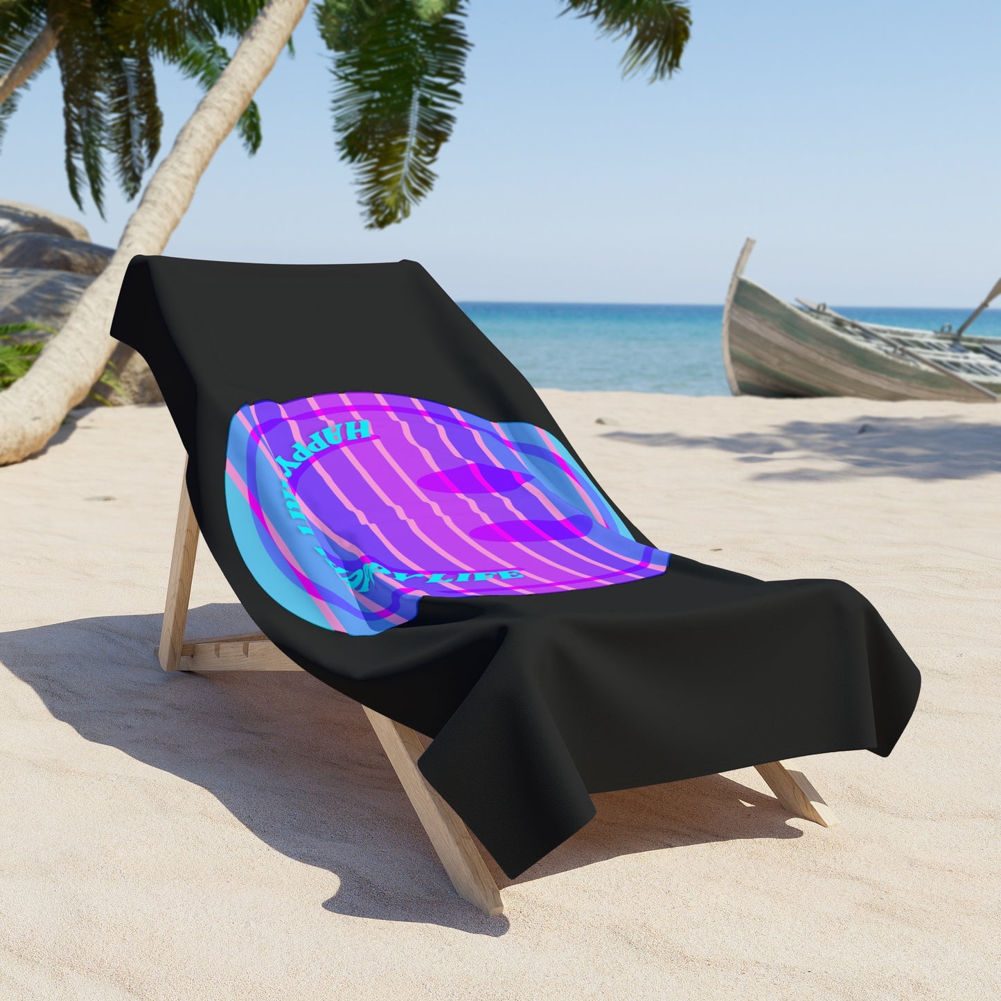 Aesthetic Smile Beach Towel, Happy Spirit Happy Life Towel, Sunset Smile Towel, Trendy Neon Ombre Towel, Summer Towel, Mental Health Towel
