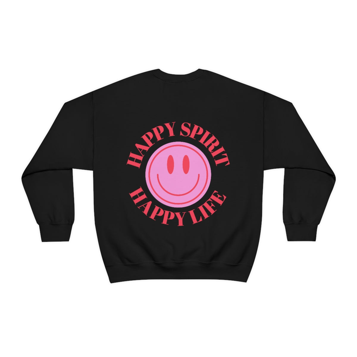 Happy Spirit Happy Life Sweatshirt, Gildan VSCO Girl Crewneck, Oversized Tumblr, Back Print Smile Happy Mind Trendy, Beach Lake Cover Up