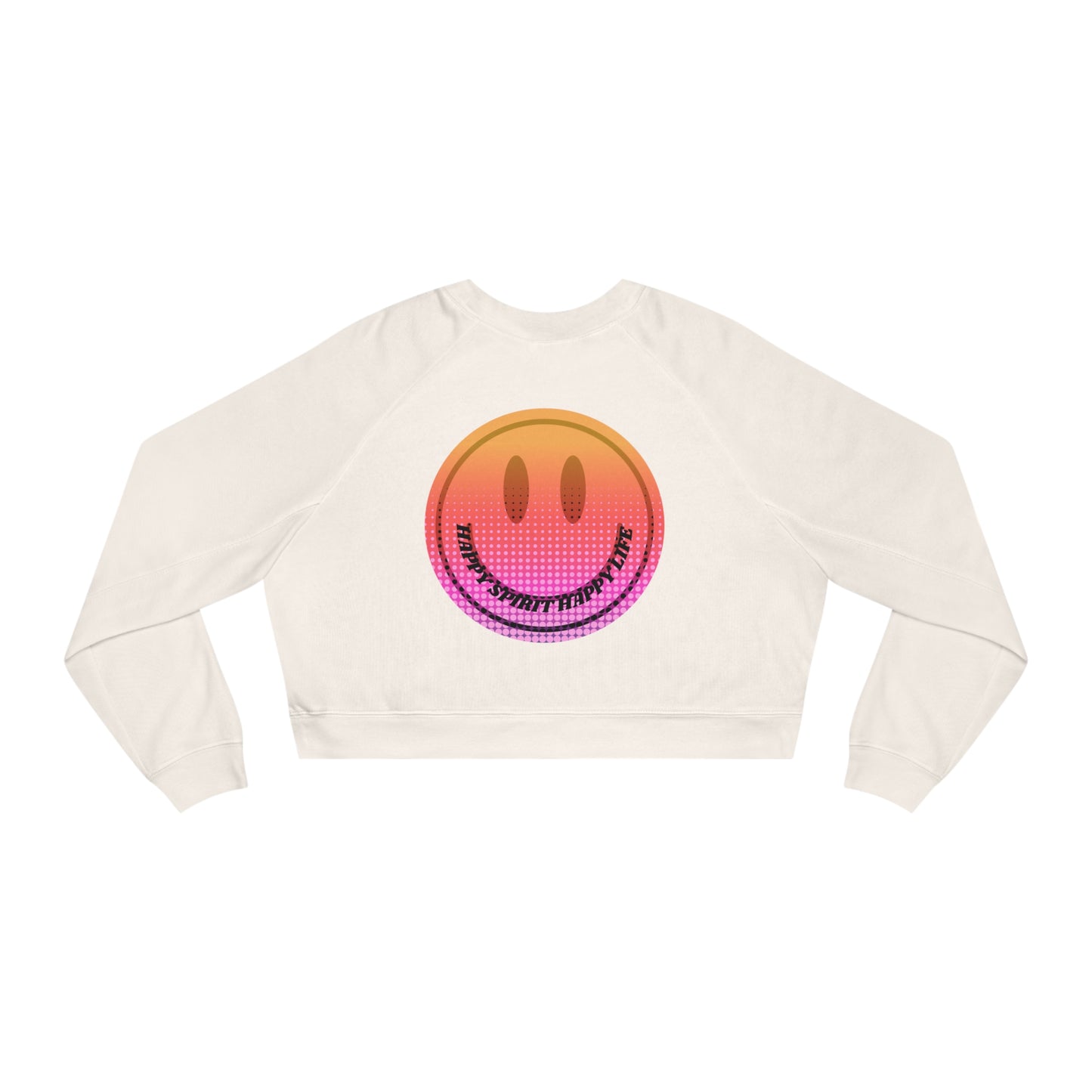 Aesthetic Cropped Sweatshirt, Smile Face Crop Top, Happy Spirit Happy Life Sunset Smile Cropped Top, Women's Cropped Fleece Pullover