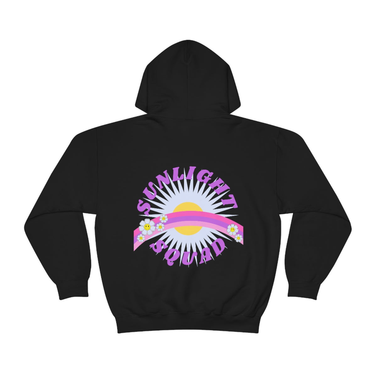 Retro Smile Flower Pink Purple Lavender Lilac Hoodie, Sunlight Squad Sweatshirt, Back Graphic Hoodie, VSCO Girl Oversized Trendy Tumblr Top