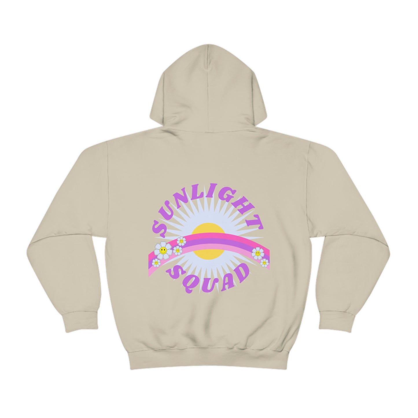 Retro Smile Flower Pink Purple Lavender Lilac Hoodie, Sunlight Squad Sweatshirt, Back Graphic Hoodie, VSCO Girl Oversized Trendy Tumblr Top