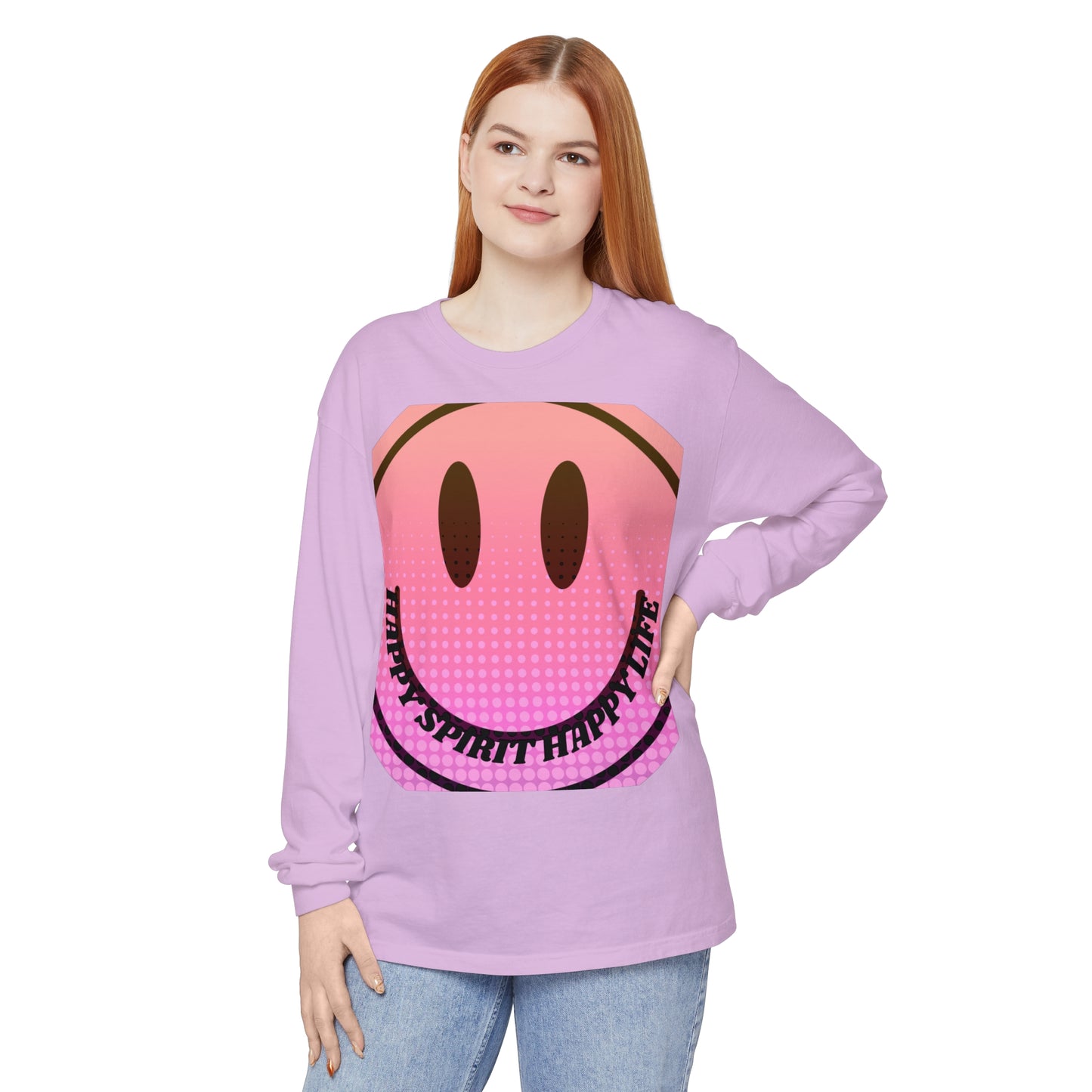 Aesthetic Long Sleeve Shirt, Smile Face Y2K Retro Shirt, 80's Style Smile Graphic, Comfort Colors Unisex Garment-dyed Long Sleeve T-Shirt