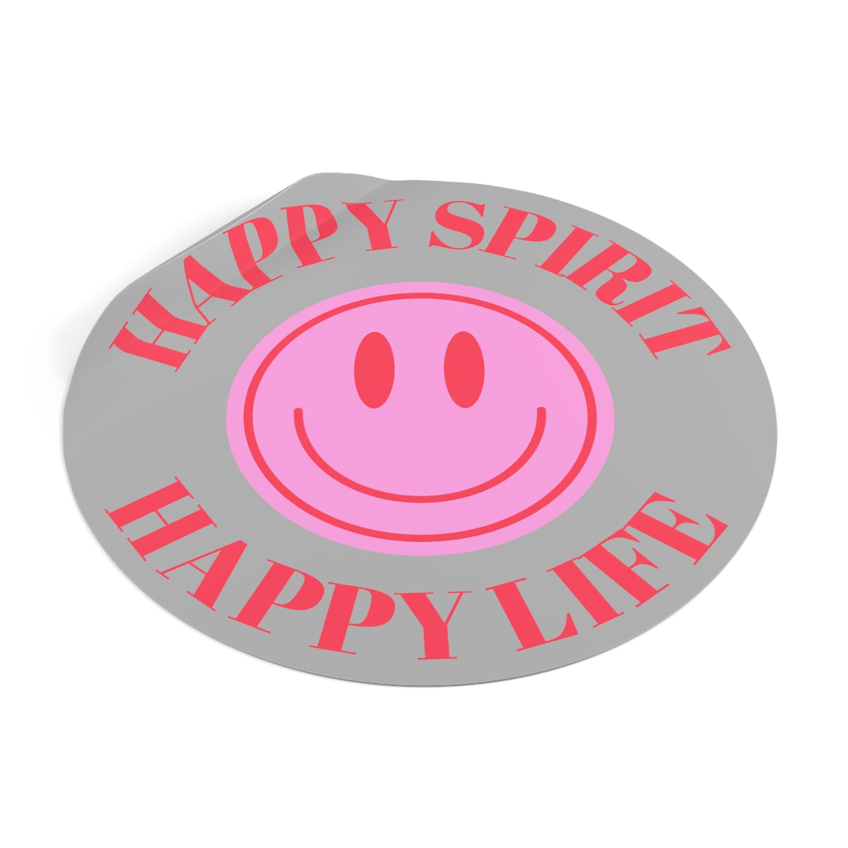 Happy Spirit Happy Life Round Vinyl Stickers, UV Smiley Stickers, Smile Sticker, Tumblr Retro Smile, VSCO Girl, Computer, Skateboard