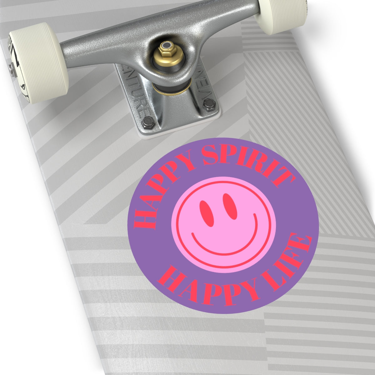 Happy Spirit Happy Life Round Vinyl Stickers, UV Smiley Stickers, Smile Sticker, Tumblr Retro Smile, VSCO Girl, Computer, Skateboard