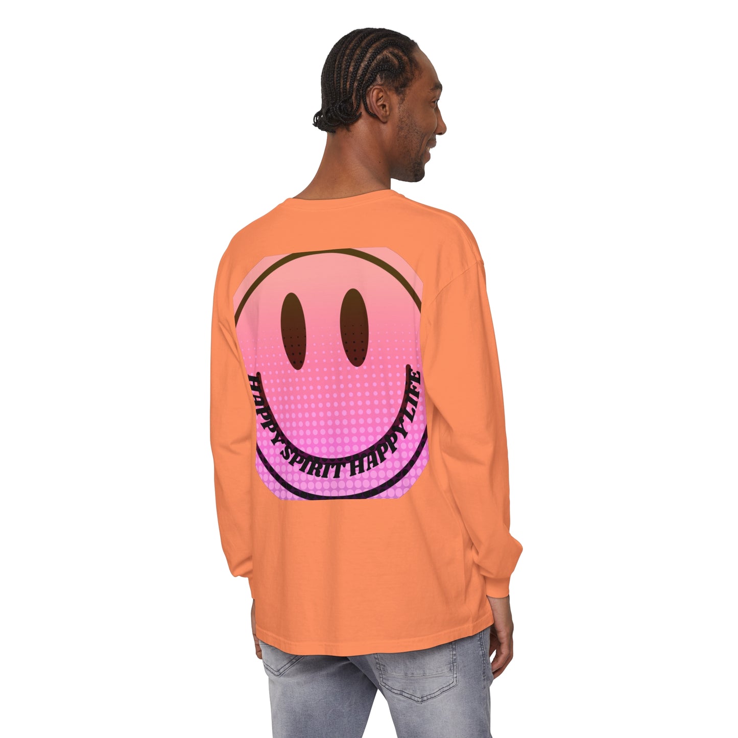 Aesthetic Long Sleeve Shirt, Smile Face Y2K Retro Shirt, 80's Style Smile Graphic, Comfort Colors Unisex Garment-dyed Long Sleeve T-Shirt