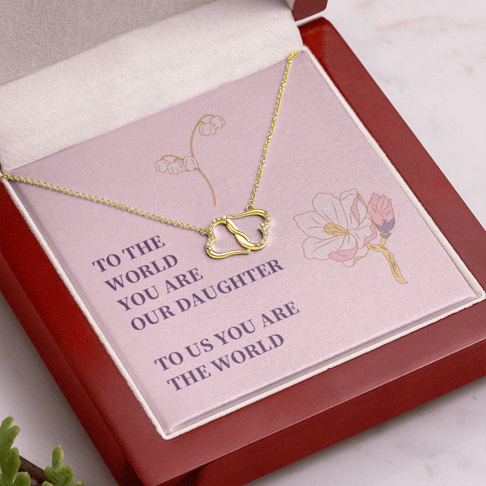 Solid Gold Pave Diamonds Everlasting Love Necklace Daughter World