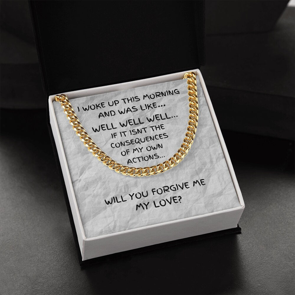 Humorous Gift, Forgiveness Gift, Gold Chain Necklace, Make Up Gift, Girlfriend Apology Gift, Wife Apology Gift, I’m Sorry Gift, Consequence