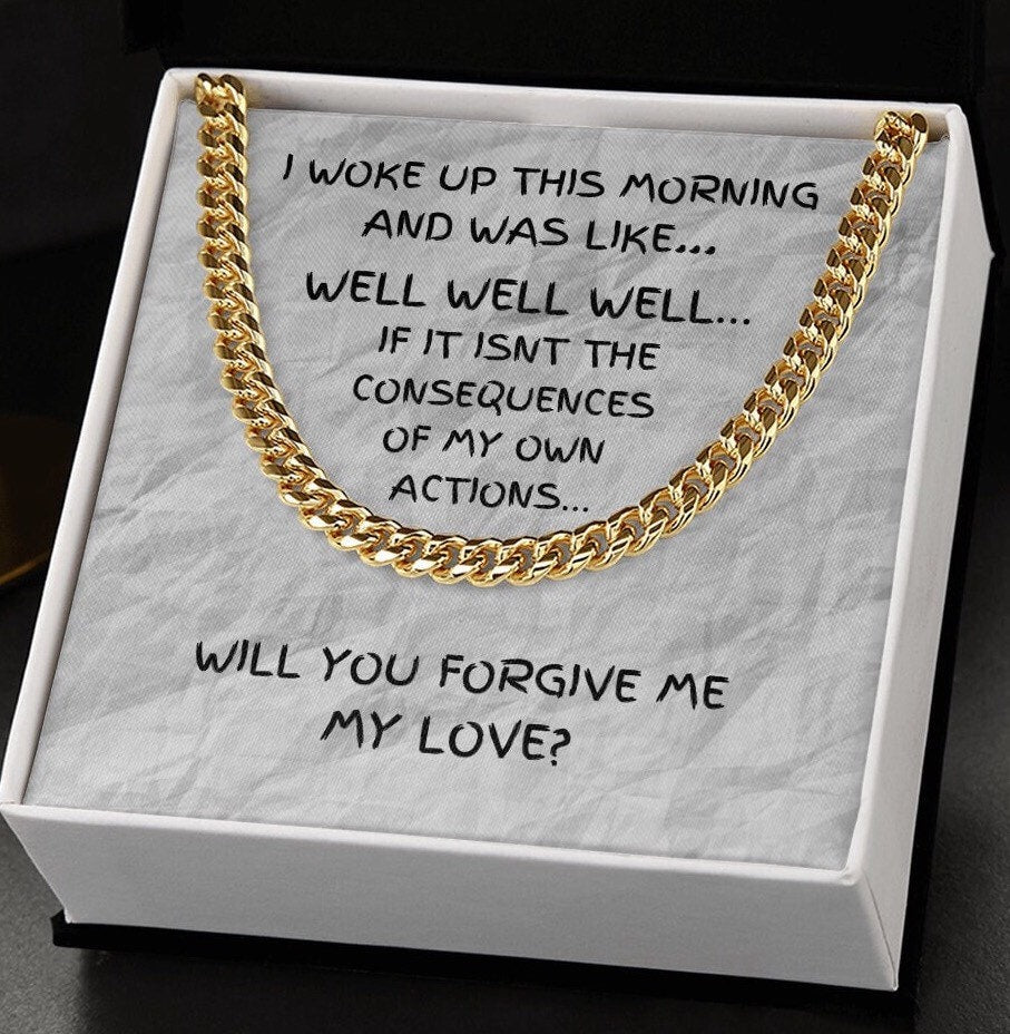 Humorous Gift, Forgiveness Gift, Gold Chain Necklace, Make Up Gift, Girlfriend Apology Gift, Wife Apology Gift, I’m Sorry Gift, Consequence