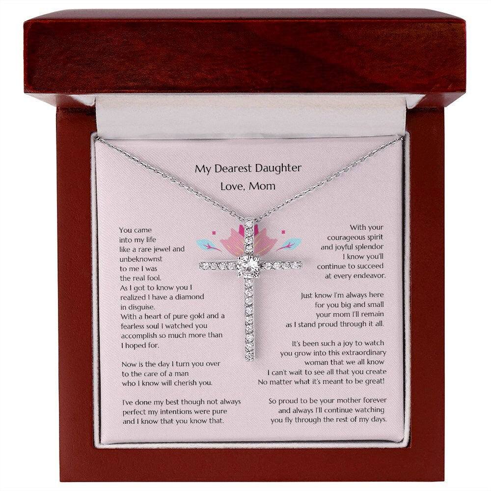 Gift for Bride, Necklace for Bride, Mom To Daughter Wedding, Cross for Bride, Gift from Mom, Gift from Mother of the Bride, Mother Daughter