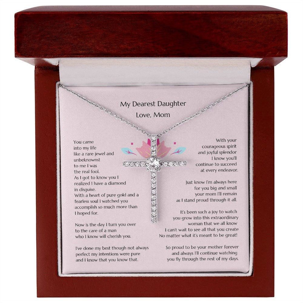 Gift for Bride, Necklace for Bride, Mom To Daughter Wedding, Cross for Bride, Gift from Mom, Gift from Mother of the Bride, Mother Daughter
