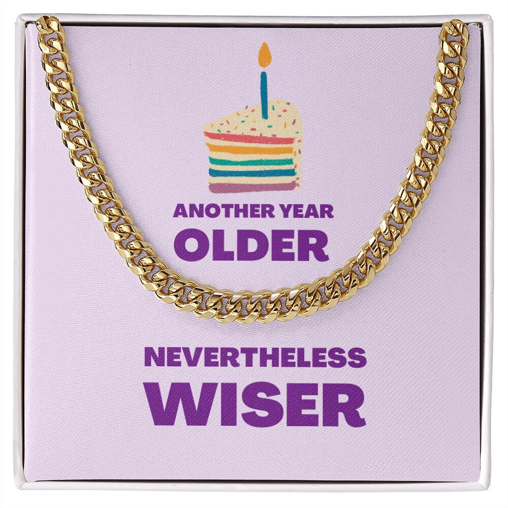 Chain 14k Or Steel Older Wiser Birthday Rainbow Cake Lavender