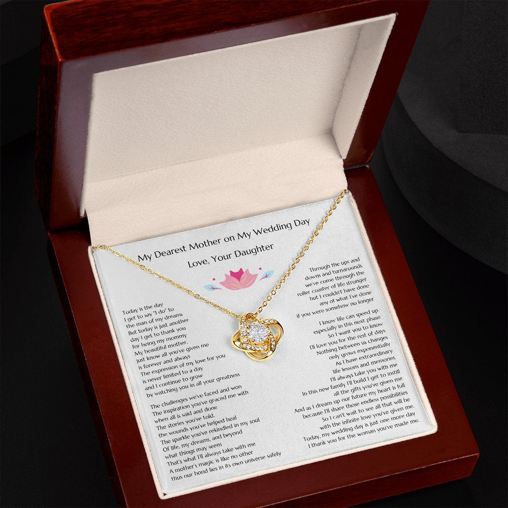 Gift from Bride to Mother of the Bride, Gold Knot Wedding Gift from Bride to MOB