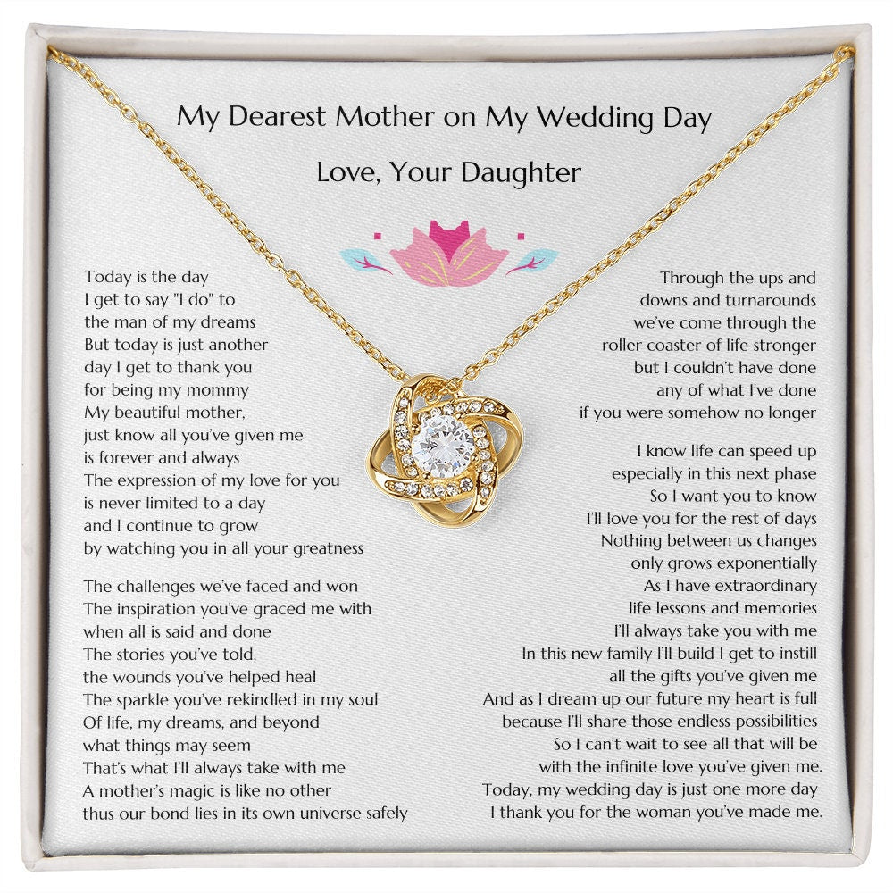 Gift from Bride to Mother of the Bride, Gold Knot Wedding Gift from Bride to MOB