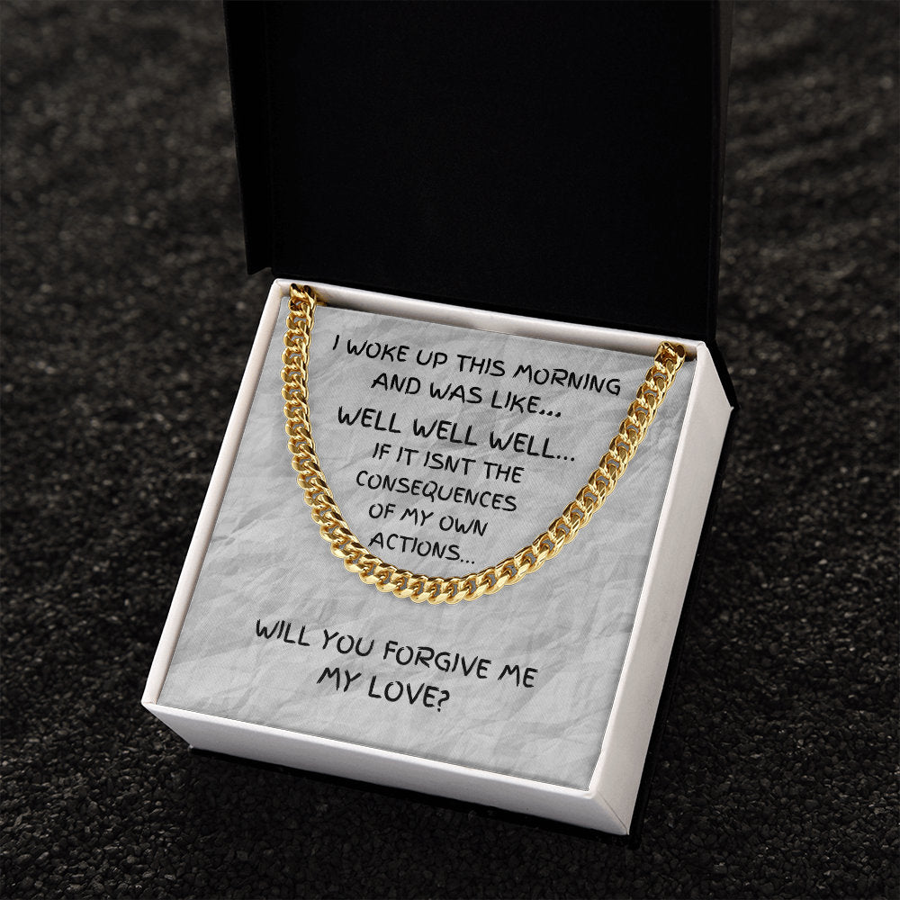 Humorous Gift, Forgiveness Gift, Gold Chain Necklace, Make Up Gift, Girlfriend Apology Gift, Wife Apology Gift, I’m Sorry Gift, Consequence