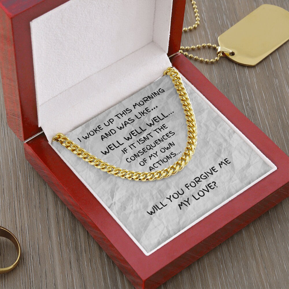 Humorous Gift, Forgiveness Gift, Gold Chain Necklace, Make Up Gift, Girlfriend Apology Gift, Wife Apology Gift, I’m Sorry Gift, Consequence